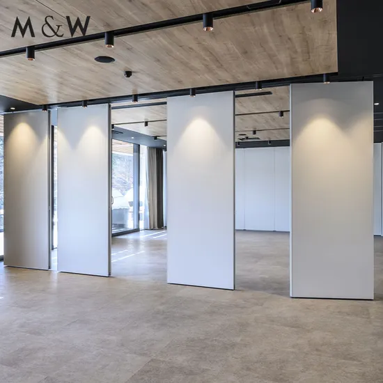 M&W Top Hanging Aluminum Frame Meeting Room Soundproofing Acoustic Sliding Wooden Office Divider Panels Design Partition Wall 