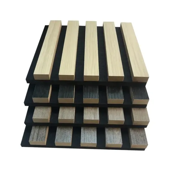 2024 Современный новый дизайн решетчатых деревянных акустических панелей Звукоизоляционные внутренние стеновые панели для отеля 3D-модель Улучшенная эстетика